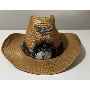 RANCH WESTERN WEAR 7 1/8 TALL BROWN  Cowboy Rancher Farm HAT Eagle Vintage